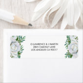 Étiquette Roses blanches Mariage de feuillage (En situation)