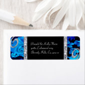 Étiquette Roses Bleus brillants et Mariage de perles de diam (En situation)