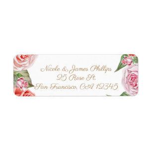 Étiquette Roses Corail Rose Pêche Feuillage Feuilles Mariage