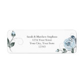 Étiquette Roses d'aquarelle bleu foncé (Devant)