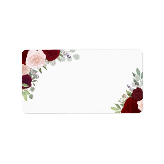 Étiquette Roses d'aquarelle rouge et rose Adresse du Mariage (Devant)