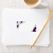 Étiquette Roses d'aquarelle violette vierge do-it-yourself M (En situation)