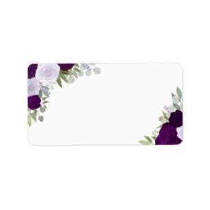 Étiquette Roses d'aquarelle violette vierge do-it-yourself M