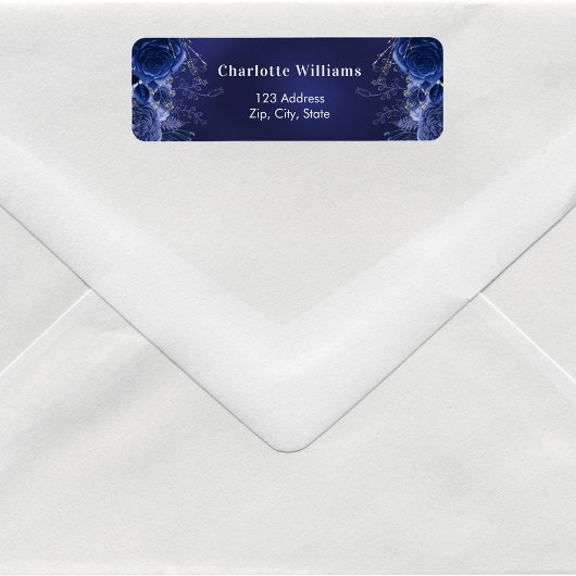 Étiquette Roses de la marine bleu floraux adresse de retour