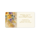 Étiquette Roses d'or et violets 50e anniversaire de Mariage (Devant)