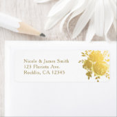 Étiquette Roses d'or Faux Foil Elégant Mariage floral modern (En situation)