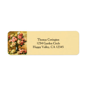 Étiquette Roses en beaux-arts de Renoir de vase
