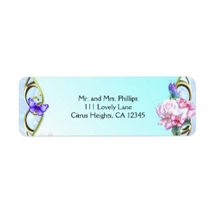 Étiquette Roses et papillons Anniversaire Fête