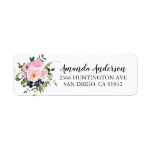 Étiquette Roses et pivoines de Blush Floral Fête de l'mariée
