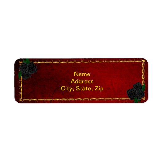Étiquette Roses noirs gothiques sang rouge adresse du Mariag (Devant)