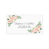 Étiquette Roses rose pâle Mariage d'aquarelle florale (Devant)