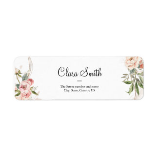 Étiquette Roses rose pâle, rose, floral Adresse de retour La