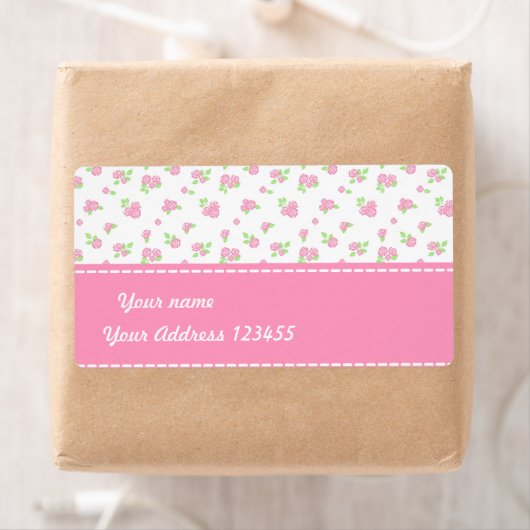 Étiquette Roses roses (En situation)