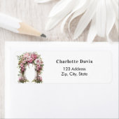 Étiquette Roses roses roses arc jardin adresse de retour (En situation)