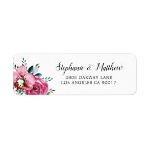 Étiquette Roses roses roses Orchidées Aquarelle Mariage de f