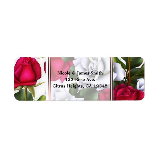 Étiquette Roses Rouges & Blanches Shabby Chic Rustique Glamo (Devant)