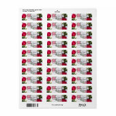 Étiquette Roses Rouges & Blanches Shabby Chic Rustique Glamo (Feuille entière)