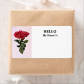 Étiquette Roses rouges et feuilles (En situation)