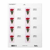 Étiquette Roses rouges et feuilles (Feuille entière)