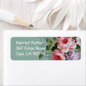 Étiquette Roses rouges roses vintages (En situation)