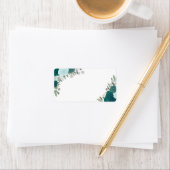 Étiquette Roses turquoises couleur d'aquarelle blanche do-it (En situation)