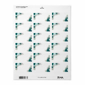 Étiquette Roses turquoises couleur d'aquarelle blanche do-it (Feuille entière)