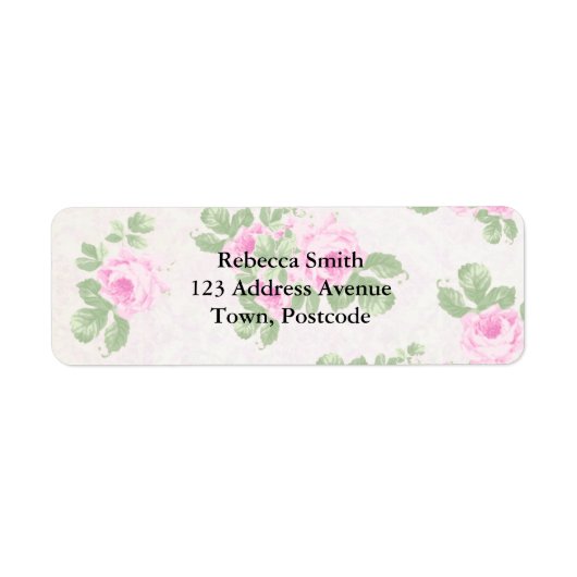 Étiquette Roses vintages florales chic rose (Devant)