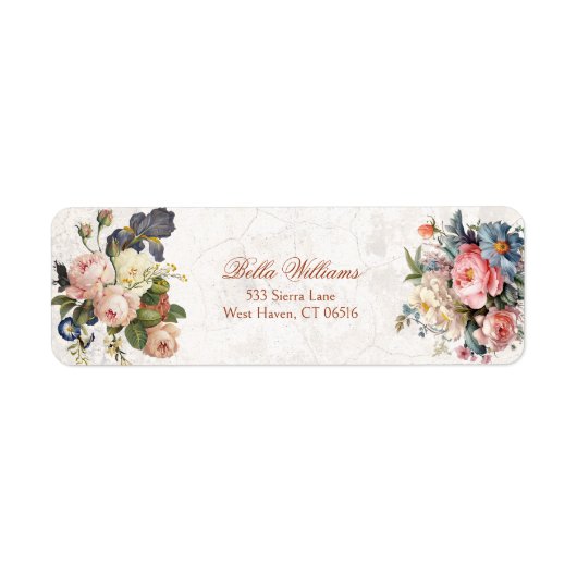 Étiquette Roses Vintages rustiques & Iris (Devant)