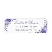 Étiquette Roses violets | Elegant Aquarelle Adresse de retou (Devant)