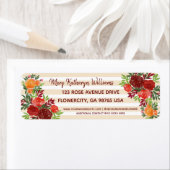 Étiquette Roses Wedding showers d'aquarelle Adresse de retou (En situation)