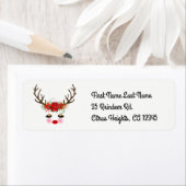 Étiquette Rosy Cheeks Gold Eyes Floral Reindeer Holiday (En situation)