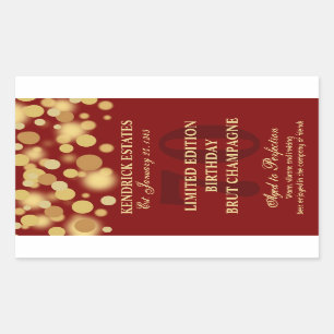 Étiquette rouge 750ml d'anniversaire de bulles de