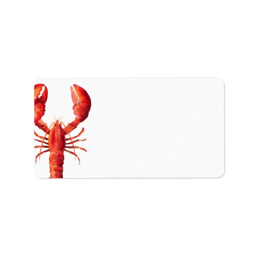 Étiquette Rouge | Adresse blanche à thème du homard (Devant)