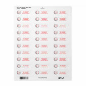 Étiquette Rouge baseball blanc (Feuille entière)