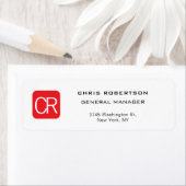 Étiquette Rouge Blanc Professionnel Uni avec Monogramme (En situation)