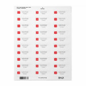 Étiquette Rouge Blanc Professionnel Uni avec Monogramme (Feuille entière)
