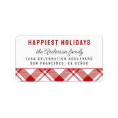Étiquette Rouge & Blanc Tartan Plaid Christmas Adresse de re (Devant)