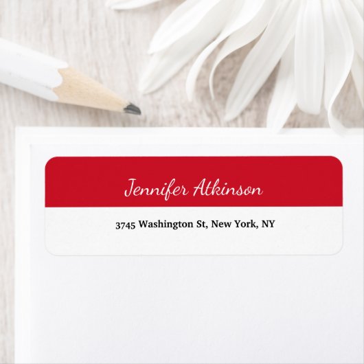 Étiquette Rouge Blanc Tentures Créatif Script Simple (En situation)
