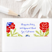 Étiquette Rouge bleu vert Vintage motif floral (En situation)