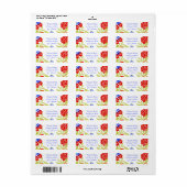 Étiquette Rouge bleu vert Vintage motif floral (Feuille entière)