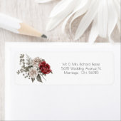 Étiquette Rouge Brown Rose Aquarelle Mariage élégant (En situation)