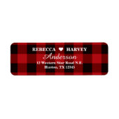 Étiquette rouge buffle plaid rustique mariage d'hiver (Devant)