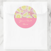 Étiquette rouge citronnade 'Your Text' ronde rose (Sac)