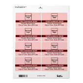 Étiquette Rouge clair avec nom de marque en surbrillance Liv (Feuille entière)