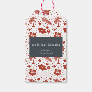 Étiquette rouge de cadeau de Noël hawaïen de Me