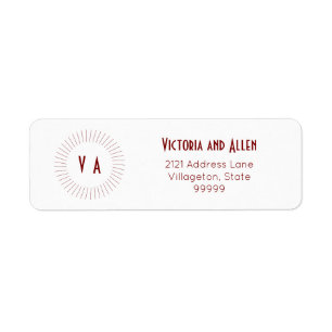 Étiquette rouge de l'adresse de retour du monogram