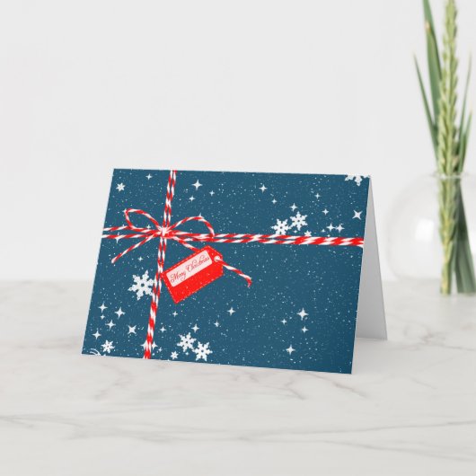 Étiquette rouge de Noël sur la carte cadeau de vac (Devant)