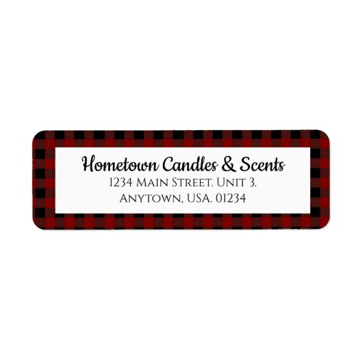 Étiquette Rouge et noir Buffalo Plaid Russe Business (Devant)