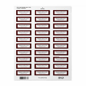 Étiquette Rouge et noir Buffalo Plaid Russe Business (Feuille entière)