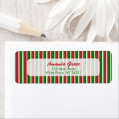 Étiquette Rouge et Vert rayures Noël / Vacances (En situation)